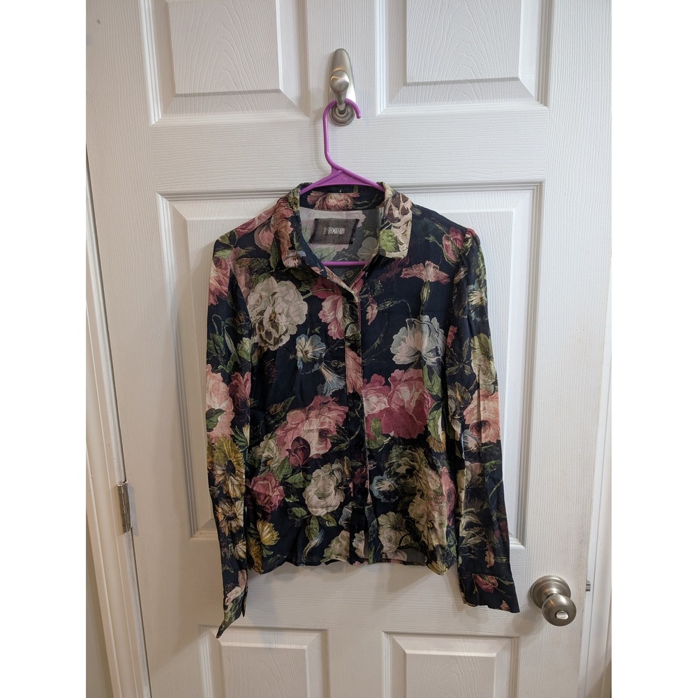 Reformation Floral Print Button Up Long Sleeve Shirt Women's 19Wx24L -Size XS